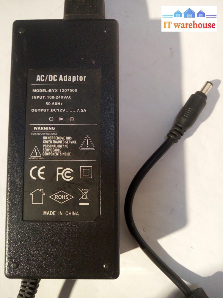 *  Lot of  5 BYX-1207500 AC/DC 12V 7.5A Power Adapter 