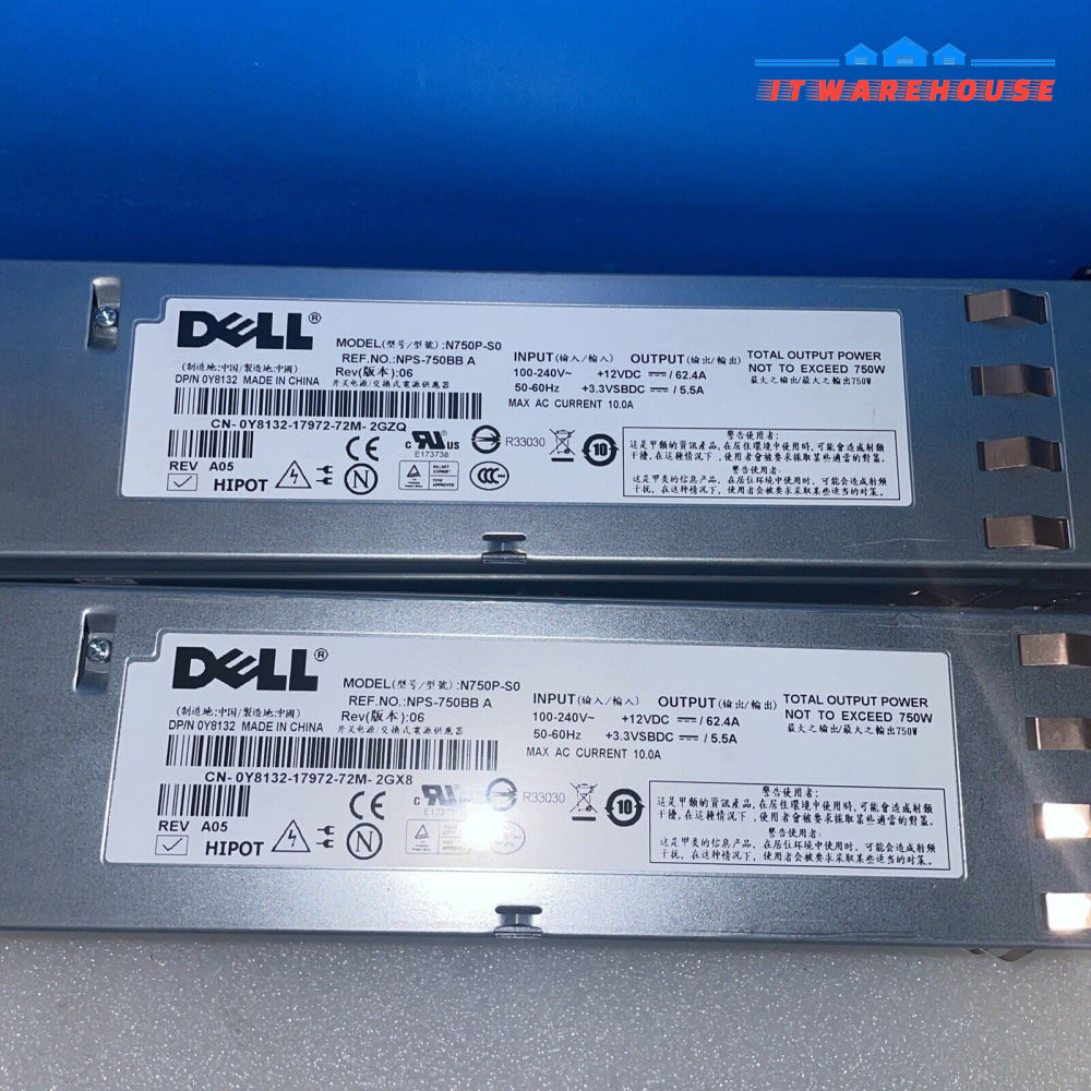 Lot of 5 Dell 0JU081 Power Supplies N750P 750W for Dell PowerEdge 2950 Server