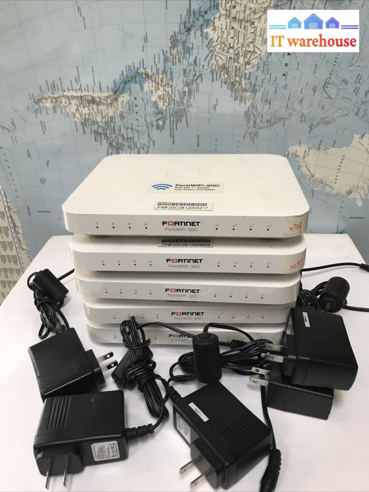 Lot of 5 Fortinet FortiWIFI-20C Security Appliance Firewall 802.11a/b/g/n