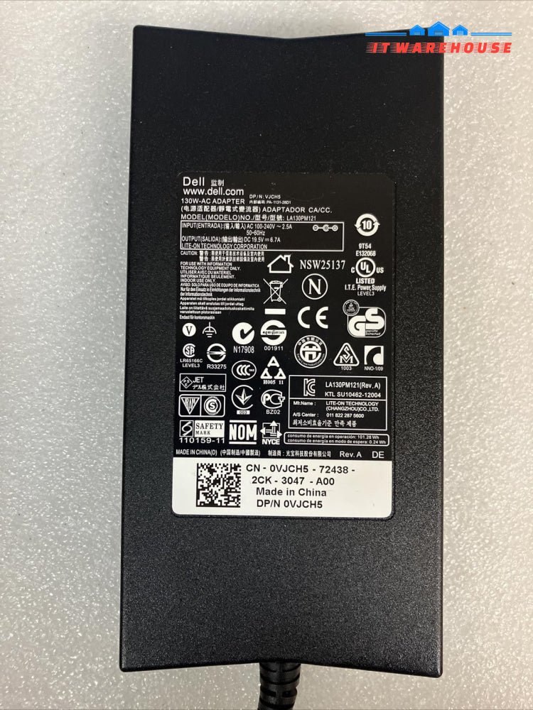 Lot of 5 Genuine DELL 19.5V 6.7A 130W Laptop AC Charger LA130PM121 VJCH5 W/ Cord