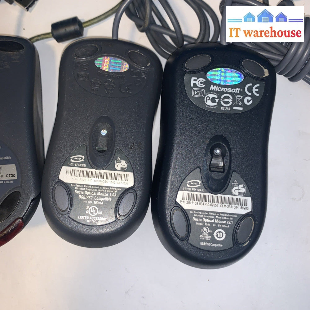 Lot of 5 Microsoft Wheel Mouse Optical USB Mice