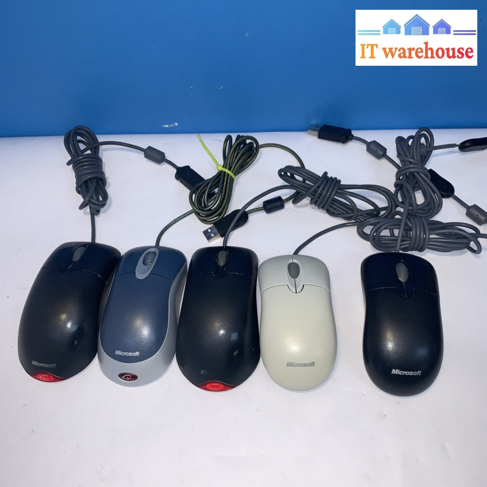 Lot of 5 Microsoft Wheel Mouse Optical USB Mice