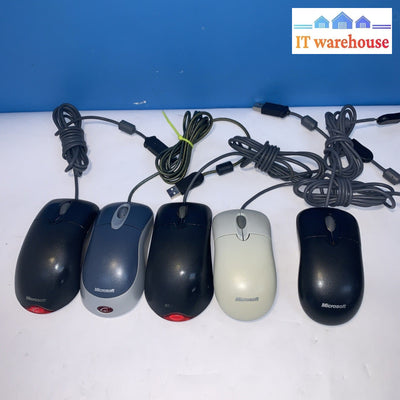 Lot of 5 Microsoft Wheel Mouse Optical USB Mice
