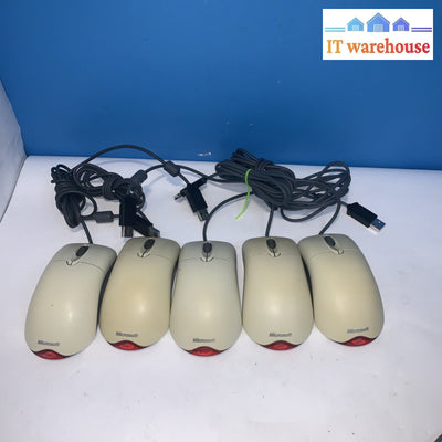 Lot of 5 Microsoft Wheel Mouse Optical USB & PS/2 compatible X08/X05  Series