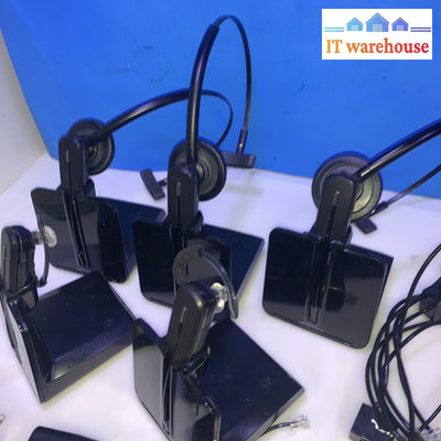 Lot of 5 Plantronics Wireless Headset DECT C054 stand charger & AC adapters