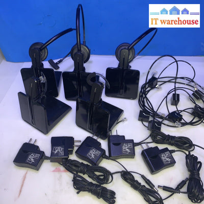 Lot of 5 Plantronics Wireless Headset DECT C054 stand charger & AC adapters