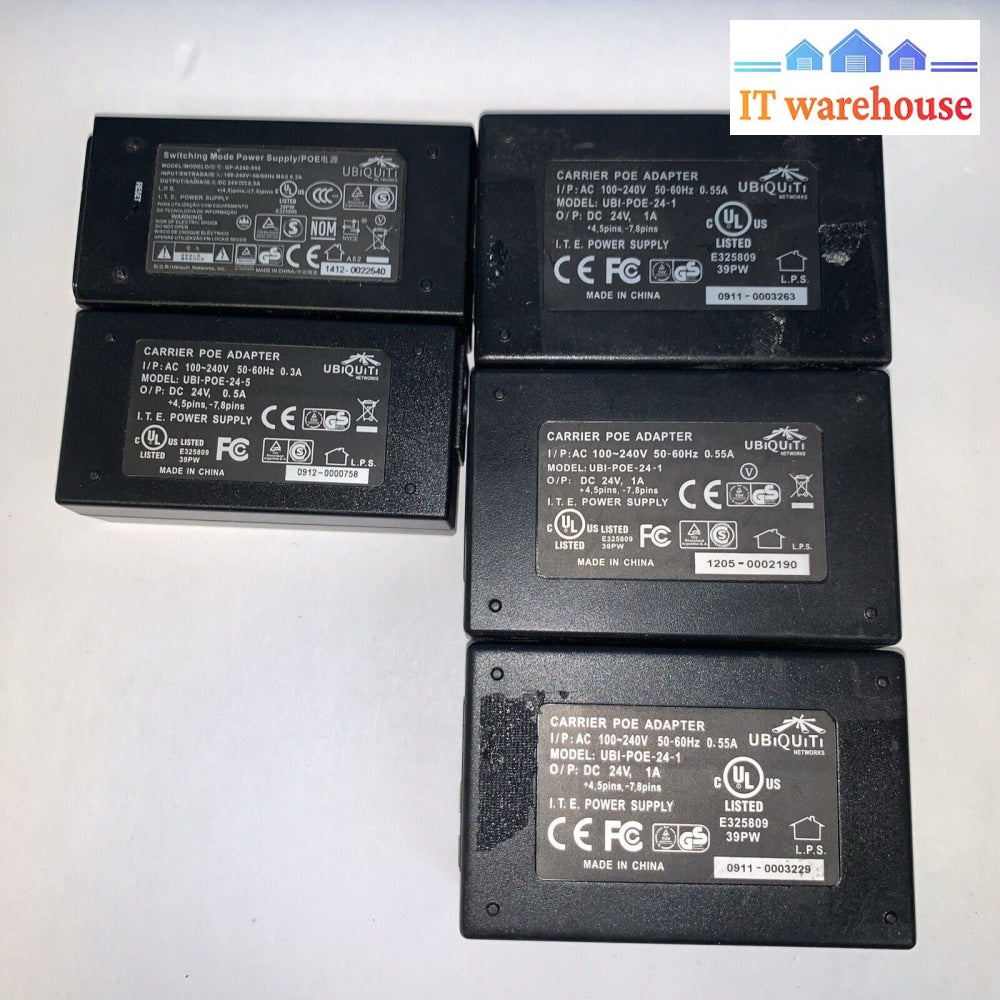 Lot of (5) Ubiquiti Networks PoE Injectors UBI-POE-24 / GP-A240-050