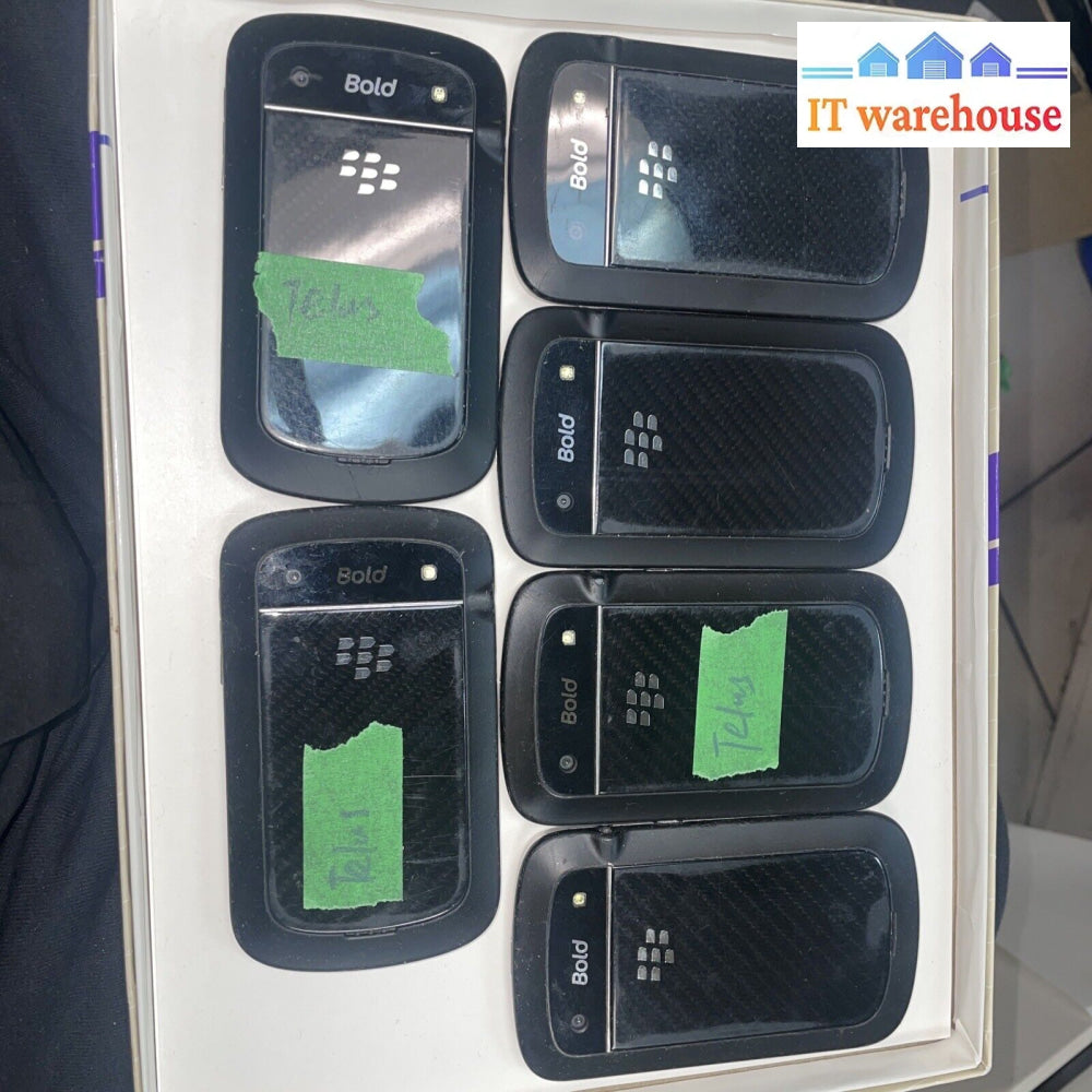 Lot Of 6 Blackberry Bold 9900 8Gb Cell Phone (Carrier: Telus)