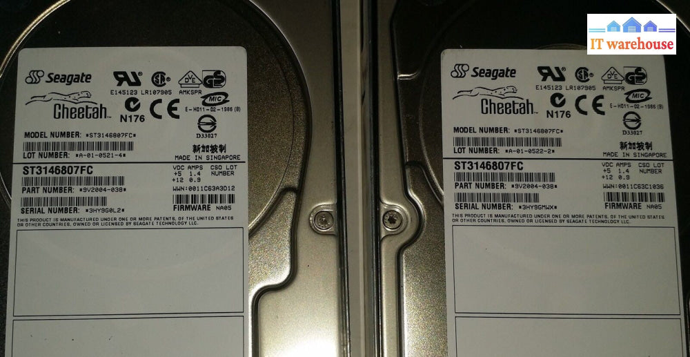 Lot of 6 NetApp 146GB 10K 9V2004-038 FW: NA05 ST3146807FC @@@
