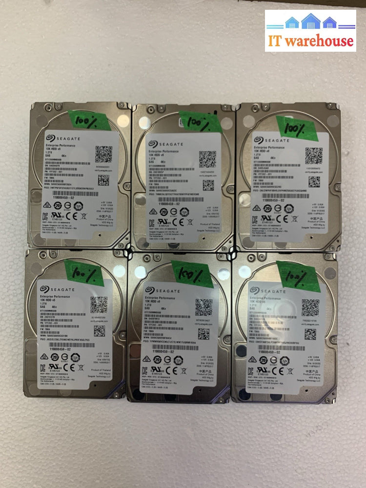 Lot of 6 SEAGATE ST1200MM0008 1.2TB 2.5" 10K SAS Hard Drive (not SATA)