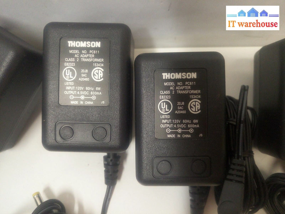 - LOT OF 6 THOMSON PC611 AC ADAPTER CLASS 2 TRANSFORMER 4.5VDC 600mA