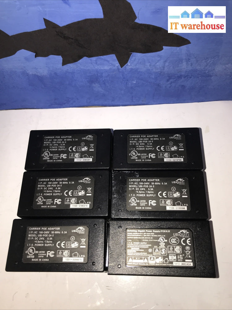 Lot of  (6) Ubiquiti Networks Gigabit PoE Injectors UBI-POE-24-5 24v 0.5A