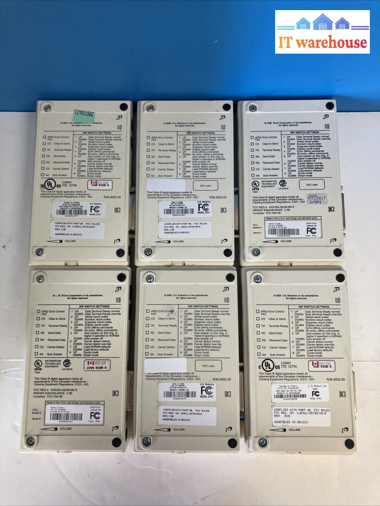 (Lot of 6x) US Robotics 0701 Sportster Fax Modem 56K RS-232 Serial Port (No AC)~