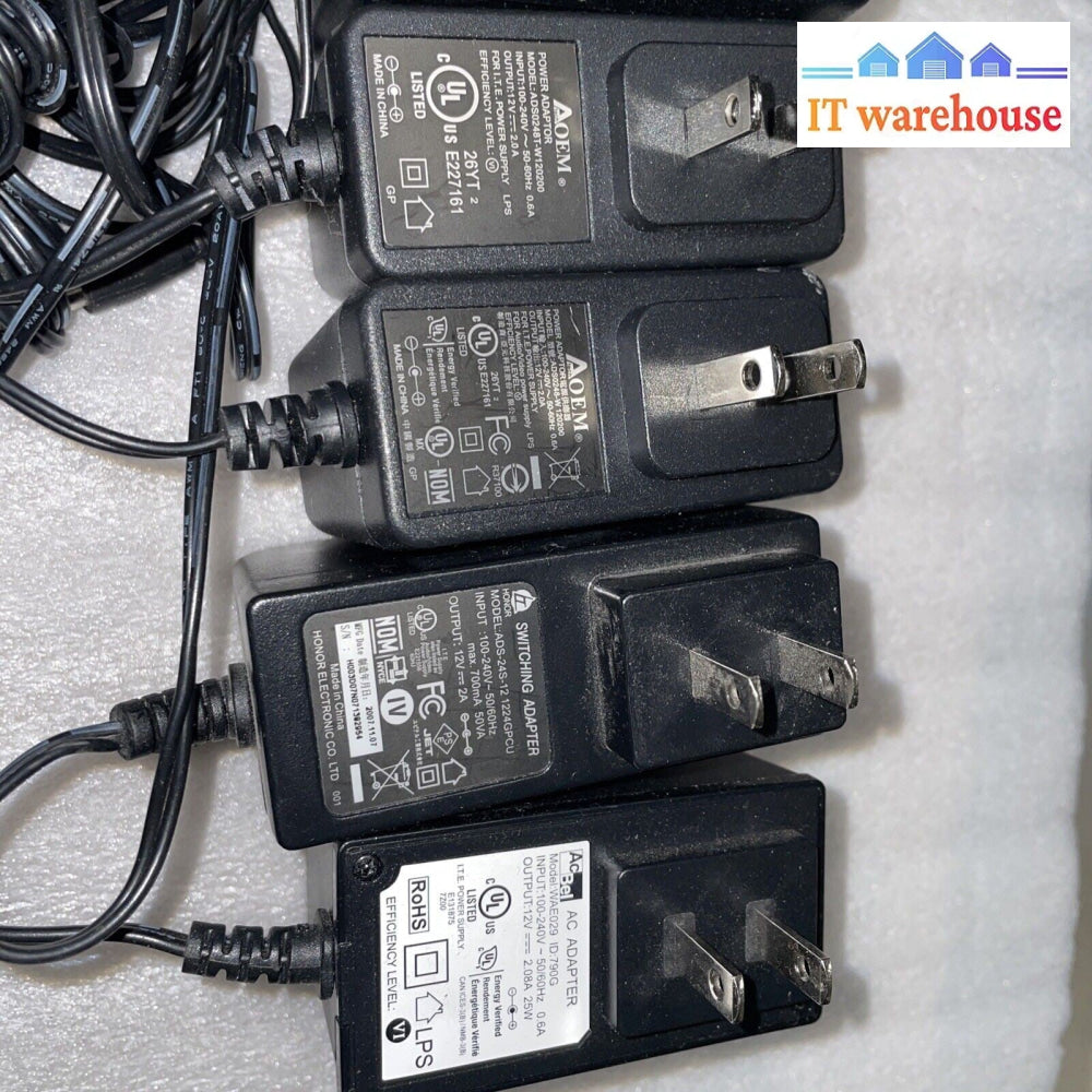Lot of  7 12V 2A or up wireless router/ modem AC Power Adapter (with Power Cord)