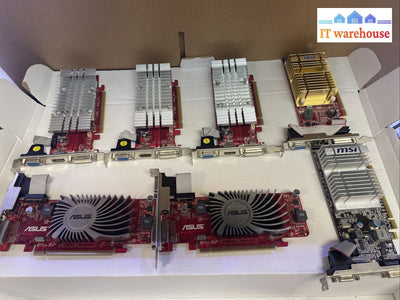 Lot of 7 Mixed 1GB-512MB PCIE video card with HDMI/DVI/VGA port