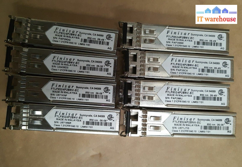 - LOT OF 8 FINISAR FTLF8524P2BNV-EC, EMC 019-078-032 MODULE
