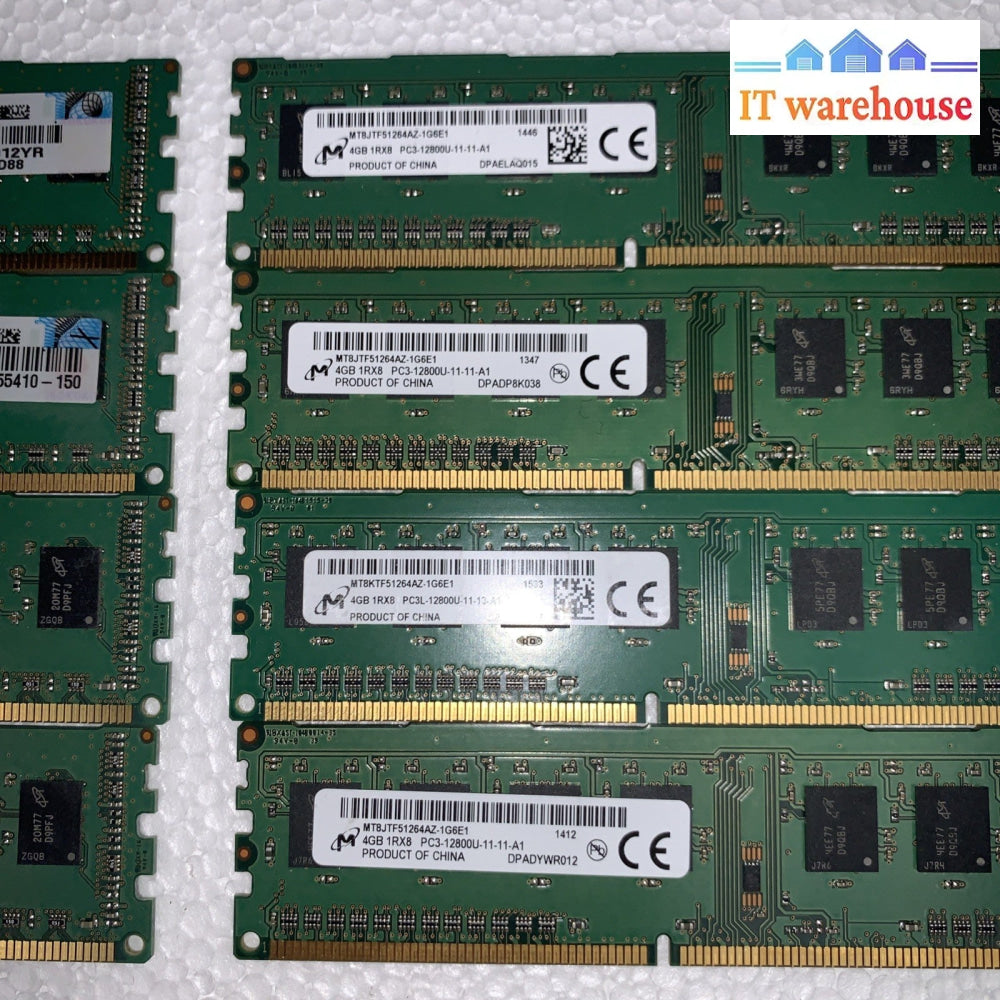 Lot of 8 Micron 4GB PC3-12800U DDR3-1600MHz Desktop RAM