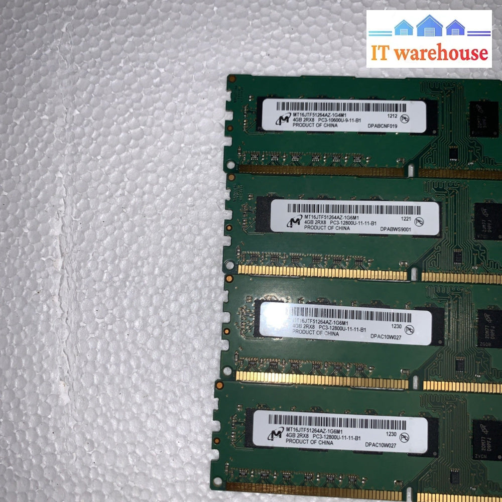Lot of 8 Micron 4GB PC3-12800U DDR3-1600MHz Desktop RAM