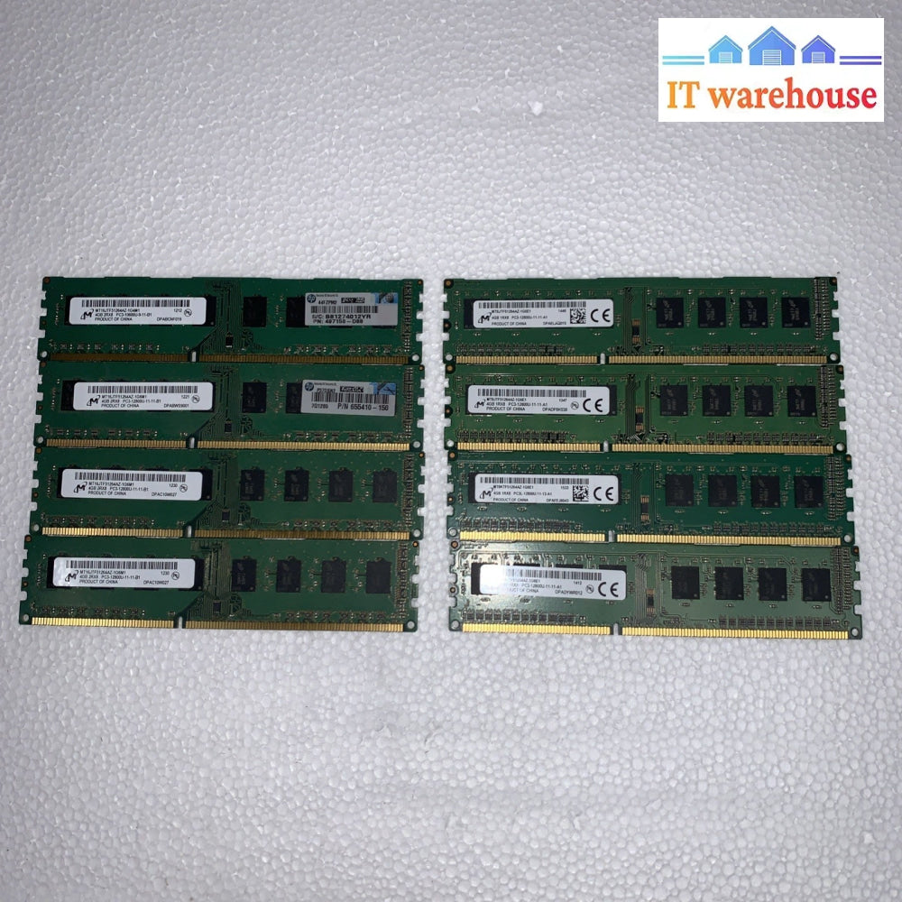 Lot of 8 Micron 4GB PC3-12800U DDR3-1600MHz Desktop RAM