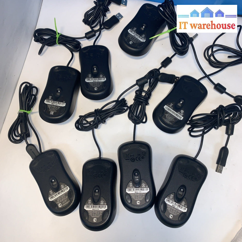Lot of 8 Microsoft Wheel Mouse V2.0 Optical USB Mice