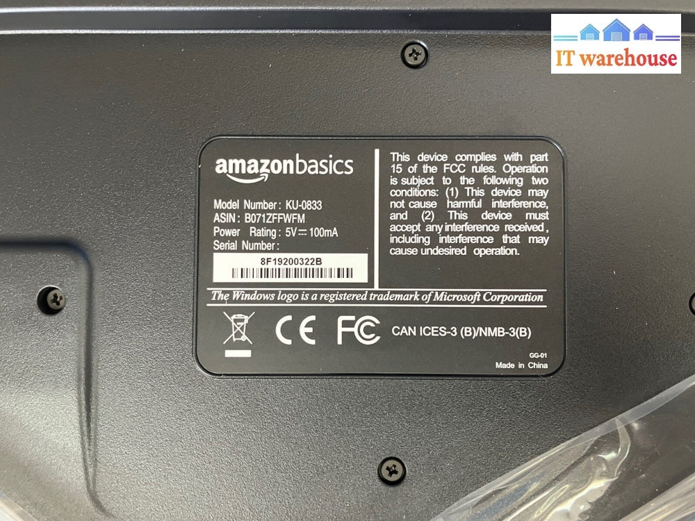 ~Lot of 9 New Amazon Basic Wired Keyboard (KU-0833)