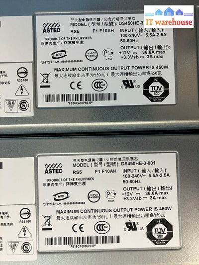 ~ (Lott of 2) Sun ASTEC T2000 450W Power Supply 300-2110-02 DS450HE-3-001