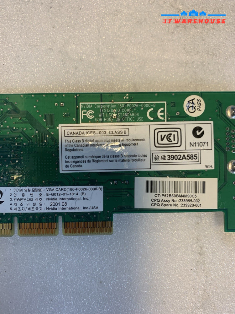 Low profile ~  NVIDIA PCI VGA Graphics Card 180-P0026-0000-B HP Compaq