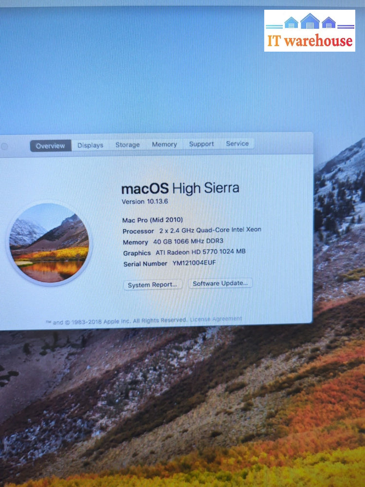 Mac Pro A1289 2010/2x2.4 GHz Quad-Core Xeon/40GB RAM/240GB SSD/HD5770/10.13 -