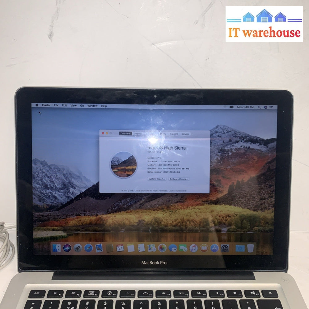 MacBook Pro 13’’ 2011 i5 2.3GHZ 4GB 320GB OS X 10.13.6