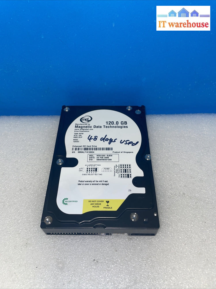 Magnetic Data met   120GB IDE Hard drive  (48 days used only)