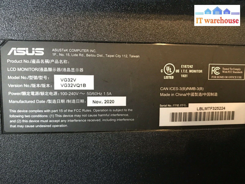 Main Board 715Bg444-M0C-B00-005K For Asus Vg32V Vg32Vq1B Monitor Tested