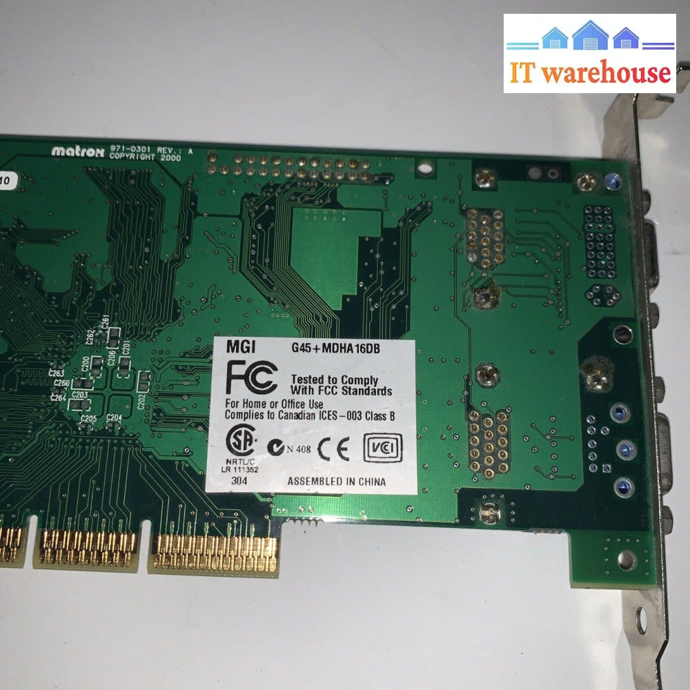 Matrox MGI G45 MDHA 16mb 16DB AGP Multi Monitor Video Card