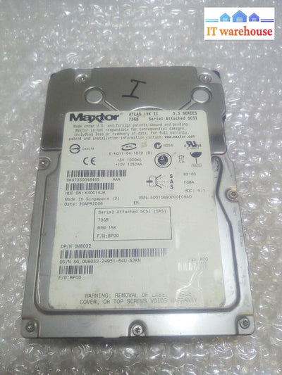 - Maxtor Atlas 8K073S0 / M8032 15K II 73GB 3Gbps SAS Hard Drive