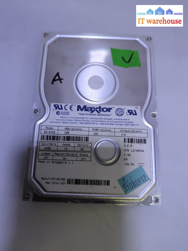 Maxtor Diamondmax 82160D2 2.1Gb 3.5’’ Ide Hard Drive Tested -