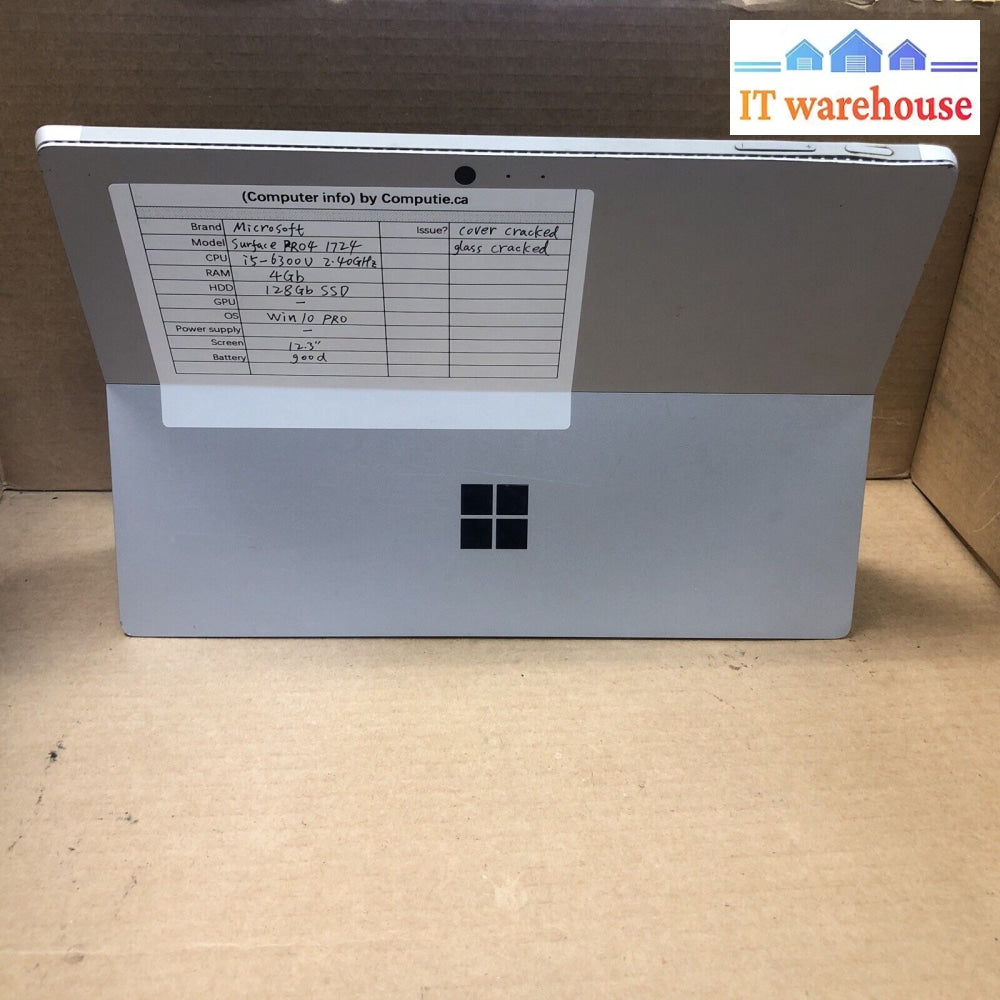 $ Microsoft Surface 12.3’ 1724 I5-6300U 2.4Ghz 4Gb 128Gb Ssd Win10 - Cracked