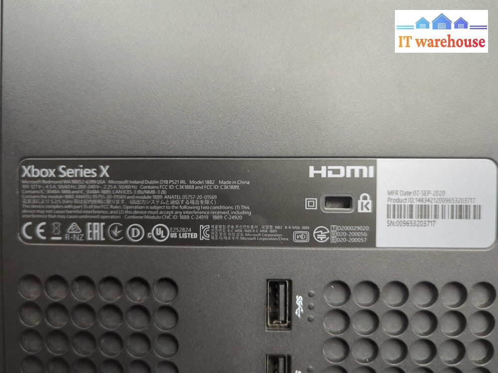 Microsoft Xbox Series X 1882 1TB Video Game Console Only For Parts (No Power)