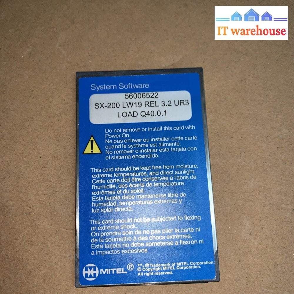 Mitel 9109-610-001-NA  MCCIII-ML Stratum 4 Circuit Card SX200 with Program Card