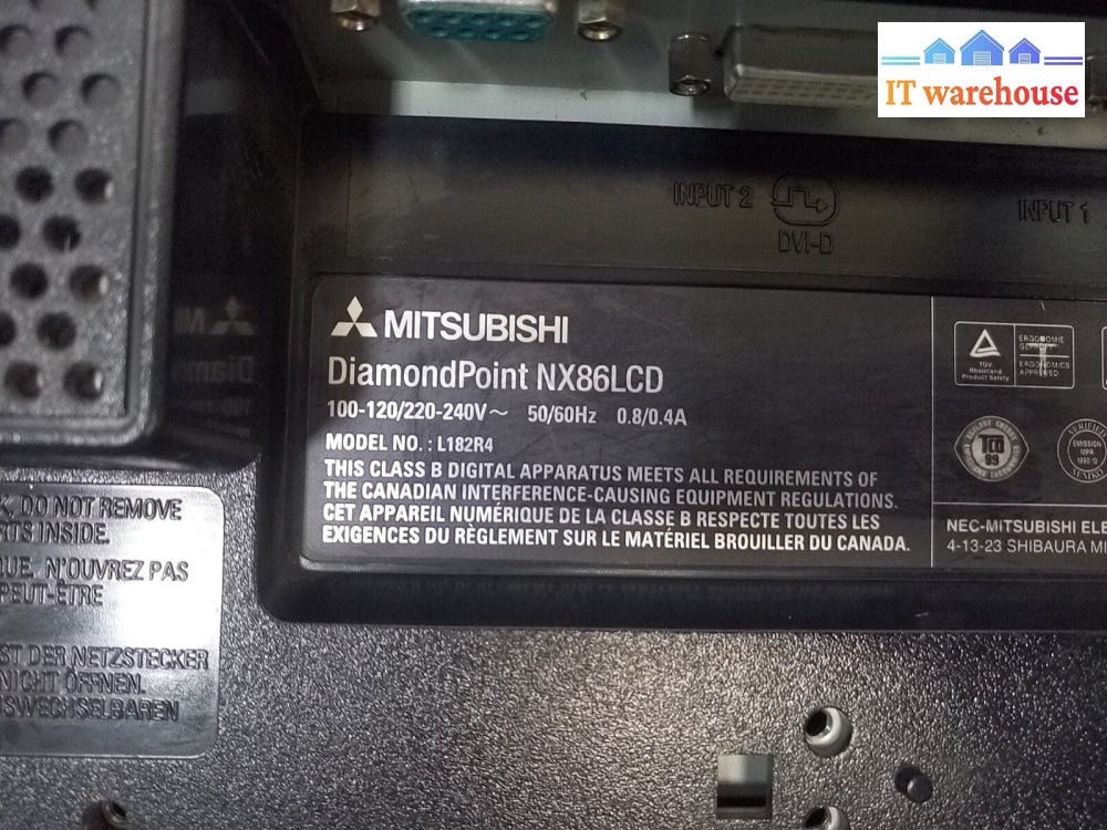 - MITSUBISHI DIAMONDPOINT NX86LCD L182R4 STEALTH SV-1800N-DT-RT  TOUCHSCREEN