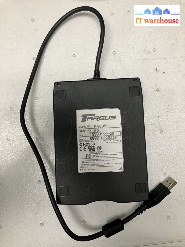 ~ Targus Slimline Usb External 3.5’ Floppy Disk Drive Model Pa905 19309112-29