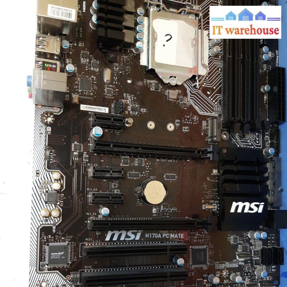 .MSI H170A PC MATE Motherboard 1151 (as is)