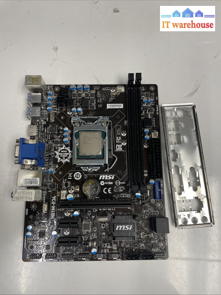 MSI H81M-E34 Mini-ATX LGA 1150 DDR3 HDMI VGA DVI Motherboard With CPU Processor