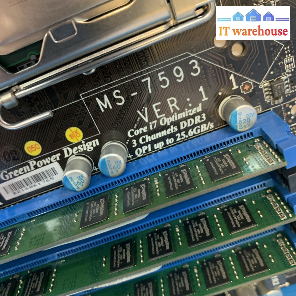 MSI X58M Motherboard LGA 1366 MS-7593 Ver 1.1 w/ i7-960+6GB RAM