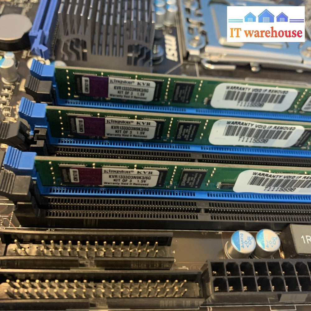 MSI X58M Motherboard LGA 1366 MS-7593 Ver 1.1 w/ i7-960+6GB RAM