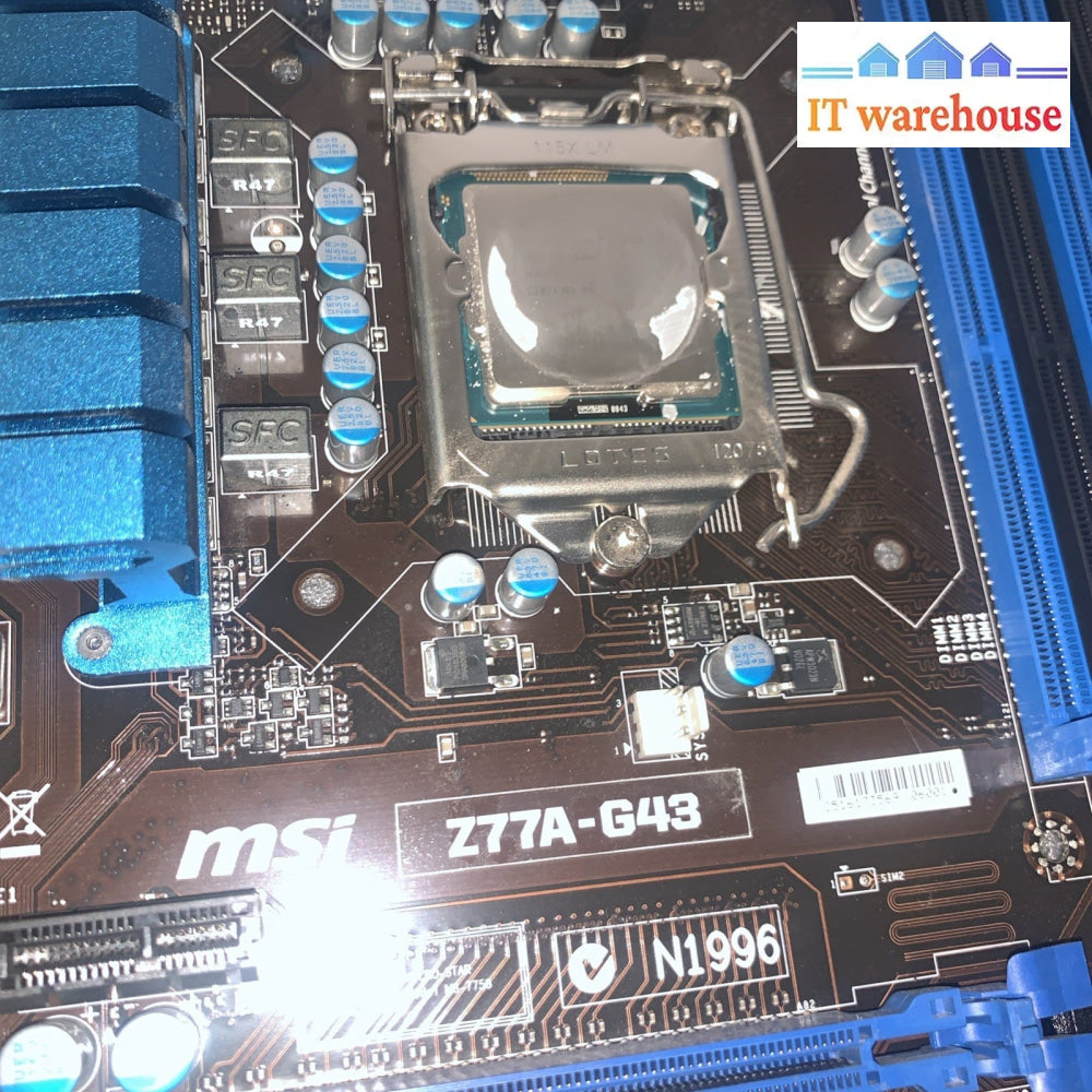 MSI Z77A-G43 Motherboard LGA 1155 CPU DDR3 Dual Channel PCIe w/CPU I/O Shield