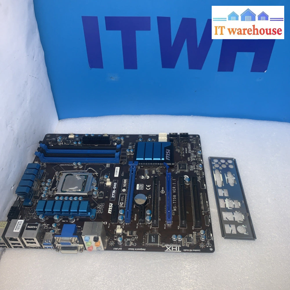 MSI Z77A-G43 Motherboard LGA 1155 CPU DDR3 Dual Channel PCIe w/CPU I/O Shield