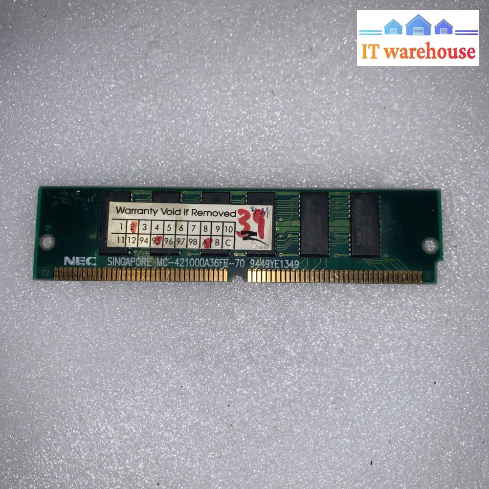 NEC MC-421000A36FE-70 72-Pin EDO DRAM SIMM 8MB 70ns Vintage Memory Singapore