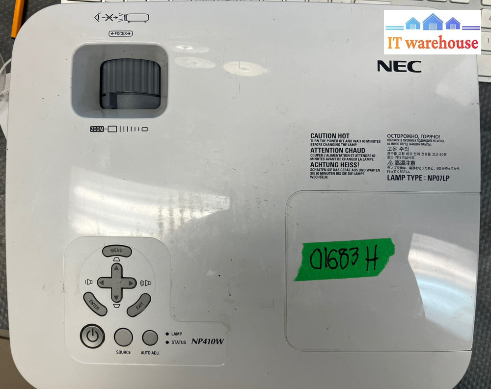 NEC NP410W DVI VGA Digital Projector (lamp hour 1683h)  *Tested and Working*