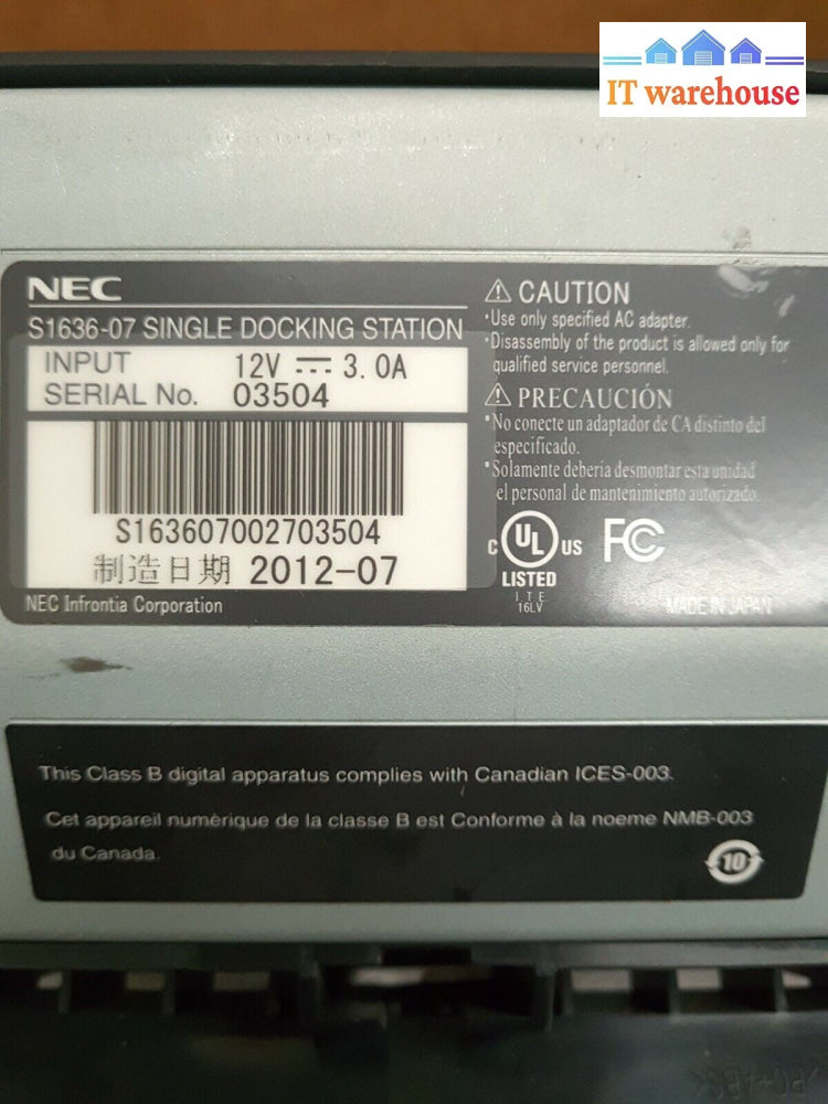 - NEC S1636-07 PANEL I PRO  CHARGING STATION WITH COMPATIBLE AC ADAPTER 