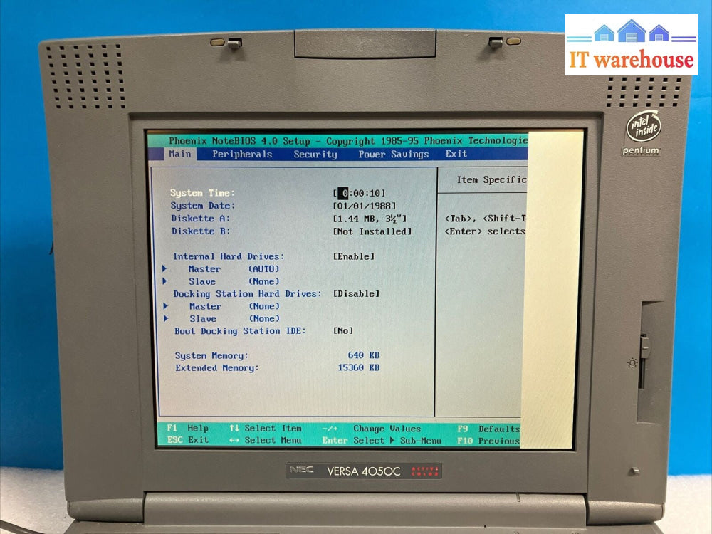 ~ NEC Versa PC-6110-11602D Laptop Pentium CPU 16MB RAM W/ AC (Bad Screen, Read!)