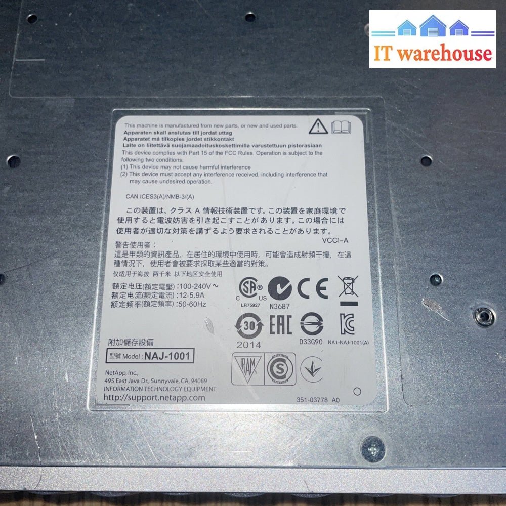 NetApp NAJ-1001 24 Bay Array 2x IOM6 Controllers/ 2x Power Supplies/24x 900GB HD